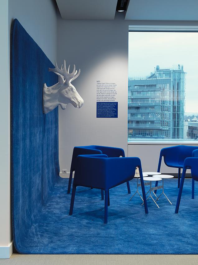 Det ble utviklet fem uformelle møteplasser basert på norsk designhistorie Møteplass Neo